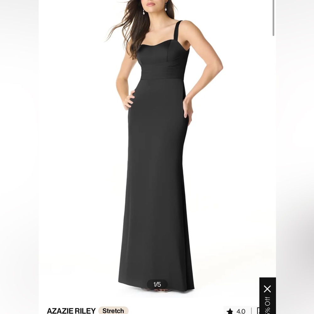 Azazie Riley Dress - Black Matte Satin